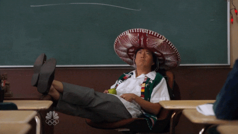 TV gif. Ken Jeong as Señor Ben Chang from Community wears a dark red sombrero and lounges in the front of his classroom with his feet propped up on a desk. He ponders for a moment before giving his approval, saying, "I'll allow it," which appears as text.