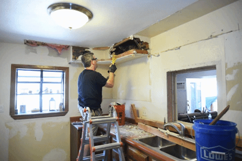 diy demolition kitchen renovation GIF