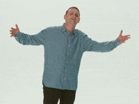 Celebrity gif. Tim Robinson from I Think You Should Leave with Tim Robinson has his arms outstretched as he shakes his head and says, "Really?"