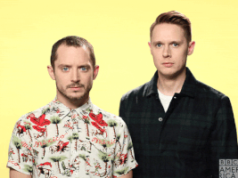 elijah wood shock GIF by BBC America