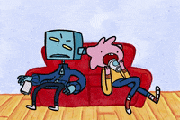 intofog cartoon friends scared scream GIF