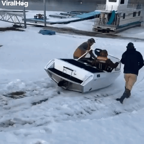 Snowy Boat Launch Fail