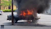 Burning Pickup Truck Rolls Across Road in New Jersey