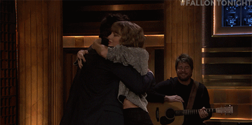 Taylor Swift Hug GIF by The Tonight Show Starring Jimmy Fallon