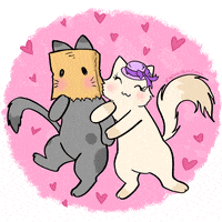 WonkyKatComix love cats hearts silly GIF