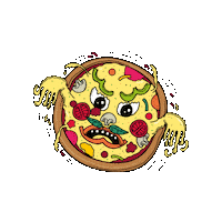 Cheese Pizza Illustration Sticker by Kia Creates