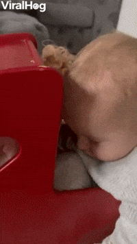 Baby Sleeps in Doll's Stroller