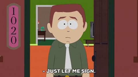 delivery signing GIF by South Park 