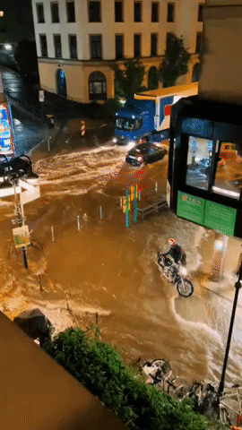 Thunderstorms Lead to Flash Flooding on Frankfurt Streets