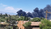 Fire at Construction Site in Madrid Fills Sky With Black Smoke