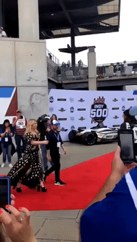 Kelly Clarkson Stumbles on Indy 500 Red Carpet