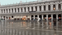 Furniture Blown Across St Mark's Square as Strong Winds Hit Venice