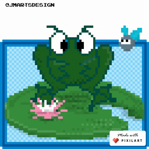 JMArtsDesign giphygifmaker frog lily pad GIF