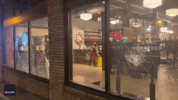 Windows Shattered at Seattle Starbucks After Protesters March Past