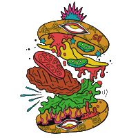 Burger Sticker by Pinkys Hog Roast BBQ & Grill
