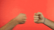 Video gif. Close-up on two people’s hands as they fist bump and then separate from another to reveal the text, “Great job!”