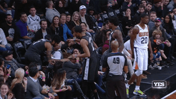 d'angelo russell player-fan interaction GIF by NBA