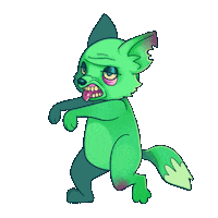 foxinaboxstockholm halloween green fox walk Sticker