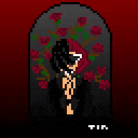 tinarina girl pixelart red flower GIF