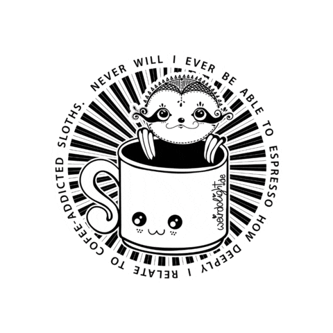 weirdolight happy coffee kawaii black and white Sticker