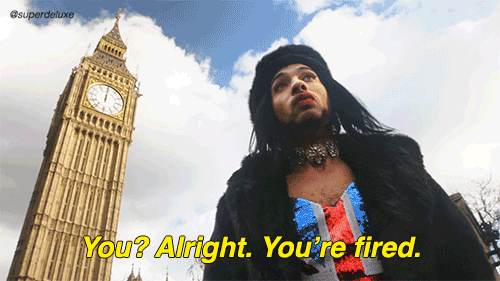 you're fired joanne GIF by Super Deluxe