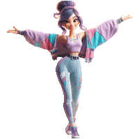 Fashion Purple Hair Sticker