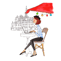 sarayluismartin work look cafe paris Sticker