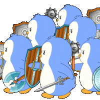 Huddle Up War Sticker by Pudgy Penguins