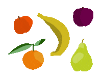 bronandco orange apple fruit banana Sticker