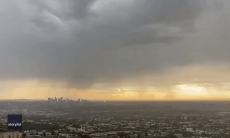 Epic Lightning Bolts Strike Downtown Los Angeles