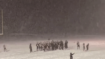 Frenchtown Celebrate Win in Driving Snow After Team's Last Game on Home Field