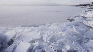 Ice Stacking at Lake Superior in Duluth, Minnesota