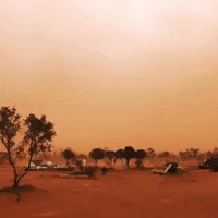 Dust Storm Creates Red Haze Over White Cliffs, New South Wales