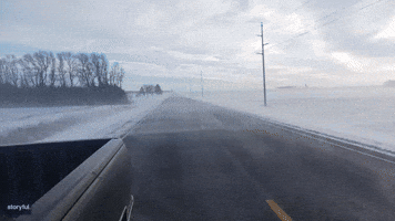 Blowing Snow Lowers Road Visibility in South Dakota