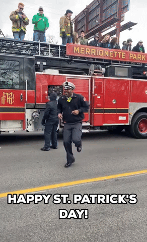 Firefighter Dances at St Patrick's Day Parade