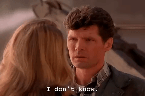 TV gif. Everett McGill as Ed Hurley on Twin Peaks looks at a woman remorsefully. Text, "I don't know."