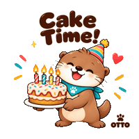 Happy Birthday Heart Sticker by Otto the Otter by GleeSpace