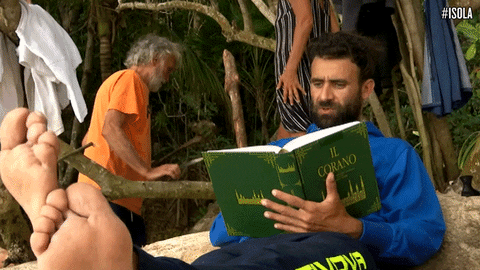canale 5 reading GIF by Isola dei Famosi