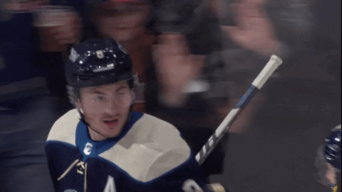 Ice Hockey Hug GIF by Columbus Blue Jackets