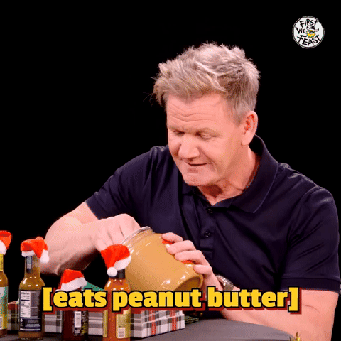 eats peanut butter