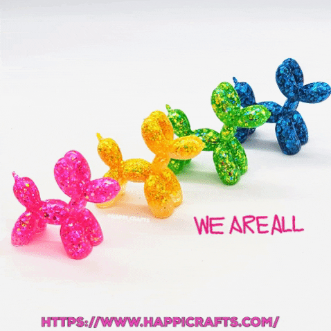 HappiCrafts giphygifmaker giphyattribution together glitter pink blue green yellow happy craft GIF