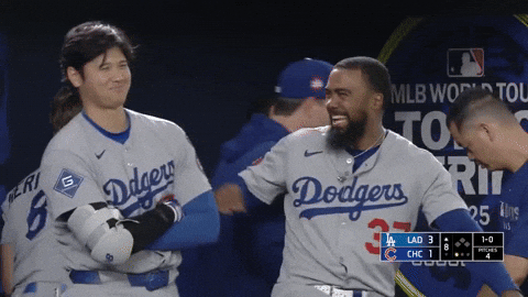 Los Angeles Dodgers Laughing GIF by MLB