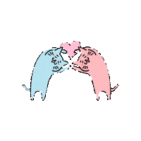 bowlcut_life love cats couple valentine Sticker