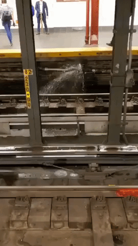 Water Spews Onto Subway Tracks as Thunderstorm Rolls Over New York