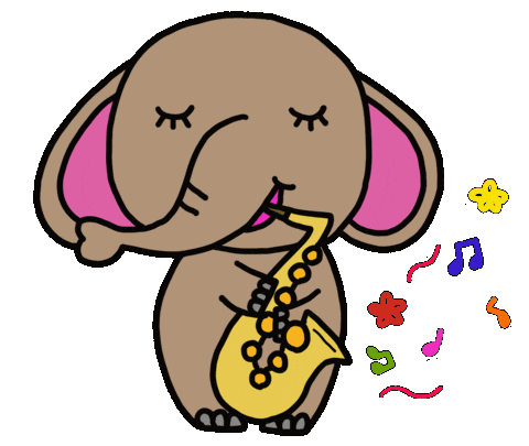 Elephant Saxophone Sticker