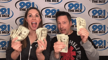 get excited cash money GIF by 99.1 The Mix