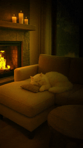ambiancehometv giphyupload cat cozy relaxing GIF