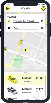 ridefair mobile design iphone sydney GIF
