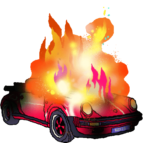 Car Accident Fire Sticker by Selena Gomez