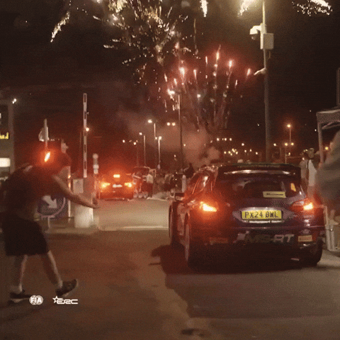Fireworks Arrival GIF by FIA European Rally Championship